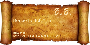 Borbola Béla névjegykártya