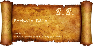 Borbola Béla névjegykártya